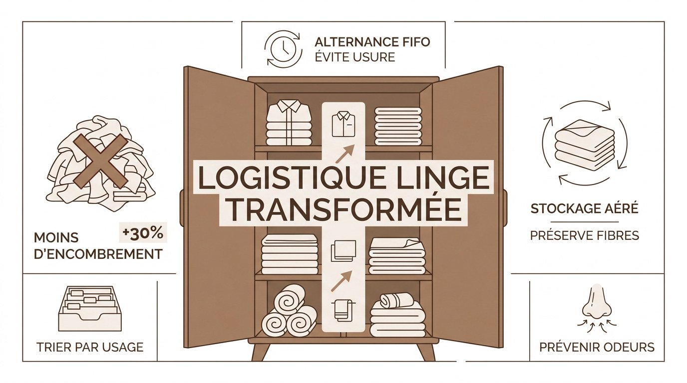 Armoire de linge organisée avec pliage vertical