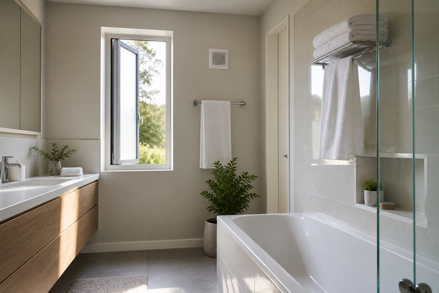 Détail visuel lié à humidité salle de bain aération pour accompagner les conseils de l’article