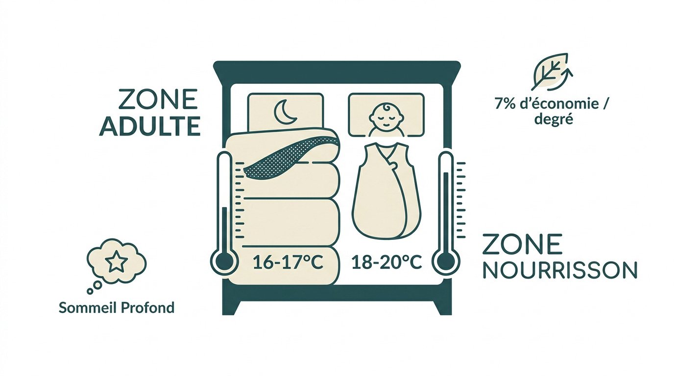 Graphique des températures idéales pour le sommeil d'un adulte et d'un nourrisson