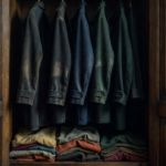 Placard de chambre bien rangé, porte entrouverte, cintres espacés et draps étagés pour laisser circuler l'air